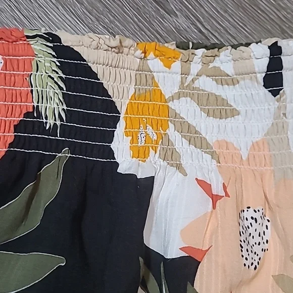 LOFT Botanical Hawaiian Skirt Size M Floral Lined Smocked Waist Mini Women - Picture 2 of 5